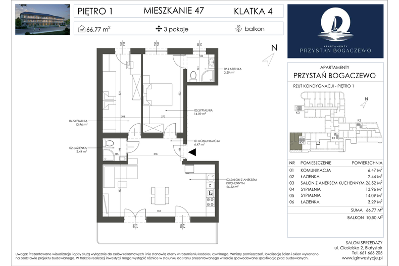 Apartament wakacyjny 66,77 m², piętro 1, oferta nr 47