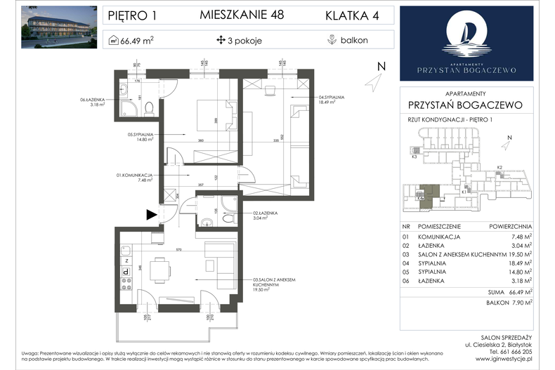 Apartament wakacyjny 66,49 m², piętro 1, oferta nr 48