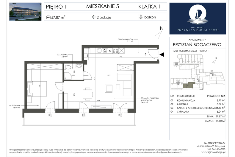 Apartament wakacyjny 57,87 m², piętro 1, oferta nr 5