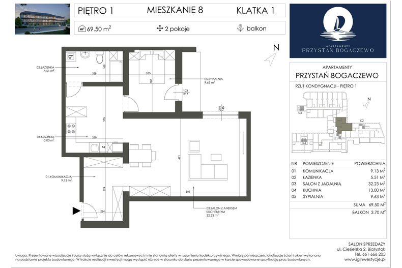Apartament wakacyjny 69,50 m², piętro 1, oferta nr 8