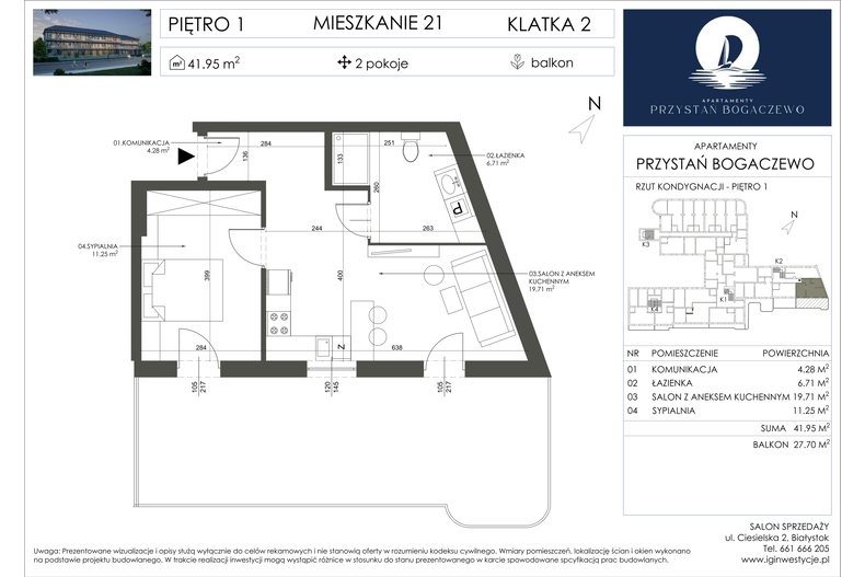 Apartament wakacyjny 41,95 m², piętro 1, oferta nr 21