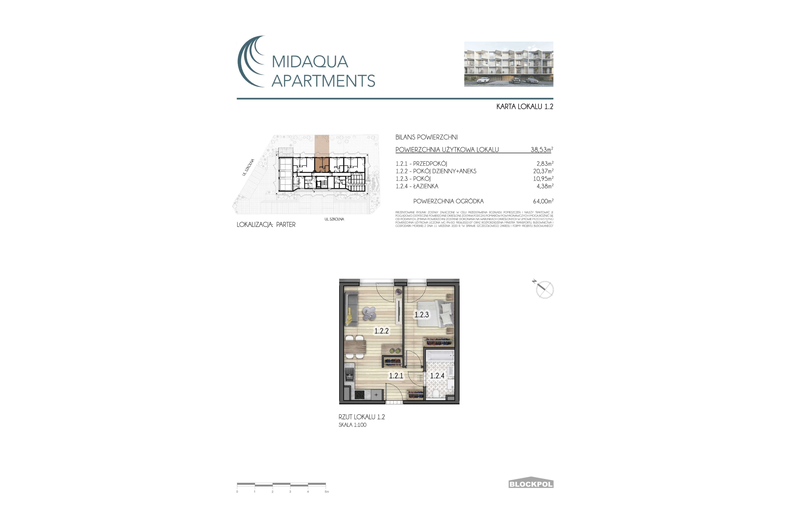 Apartament wakacyjny 38,53 m², parter, oferta nr 1.2