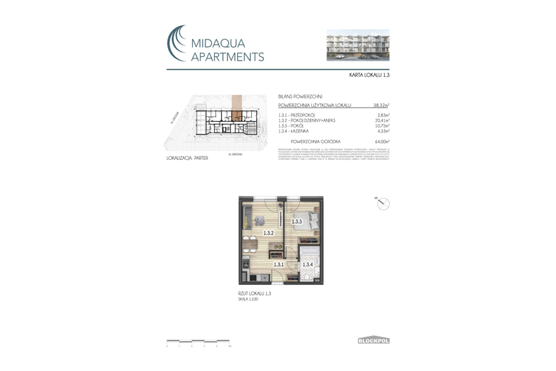 Apartament wakacyjny 38,32 m², parter, oferta nr 1.3