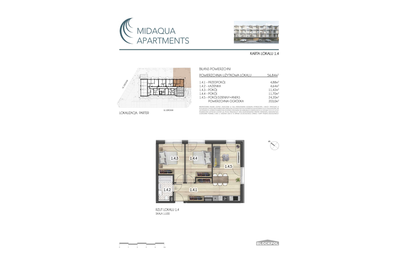 Apartament wakacyjny 56,84 m², parter, oferta nr 1.4