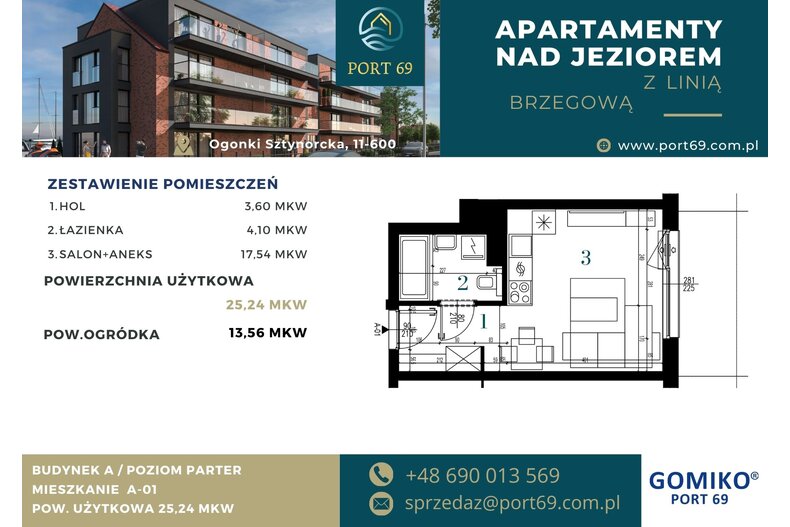 Apartament wakacyjny 25,24 m², parter, oferta nr A-01
