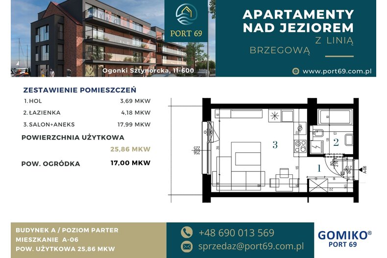 Apartament wakacyjny 25,86 m², parter, oferta nr A-06