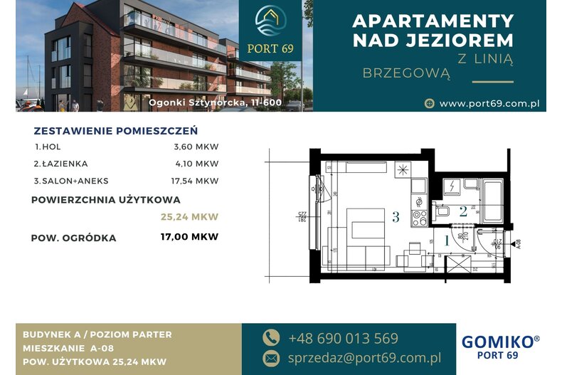 Apartament wakacyjny 25,24 m², parter, oferta nr A-08