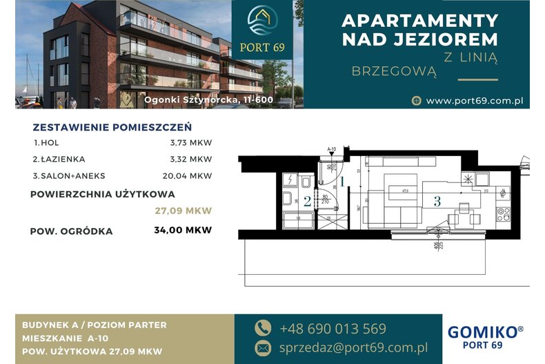 Apartament wakacyjny 27,09 m², parter, oferta nr A-10