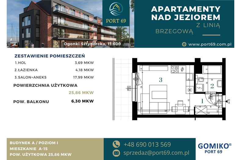 Apartament wakacyjny 25,86 m², piętro 1, oferta nr A-15