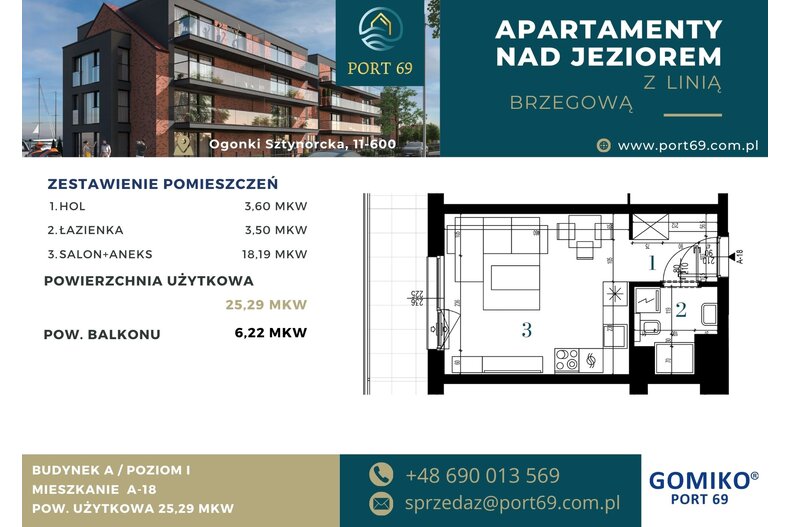 Apartament wakacyjny 25,29 m², piętro 1, oferta nr A-18