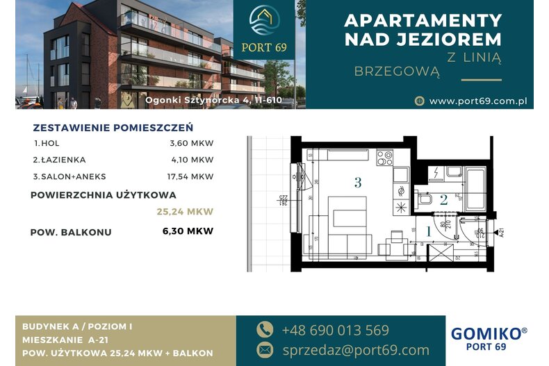 Apartament wakacyjny 25,24 m², piętro 1, oferta nr A-21