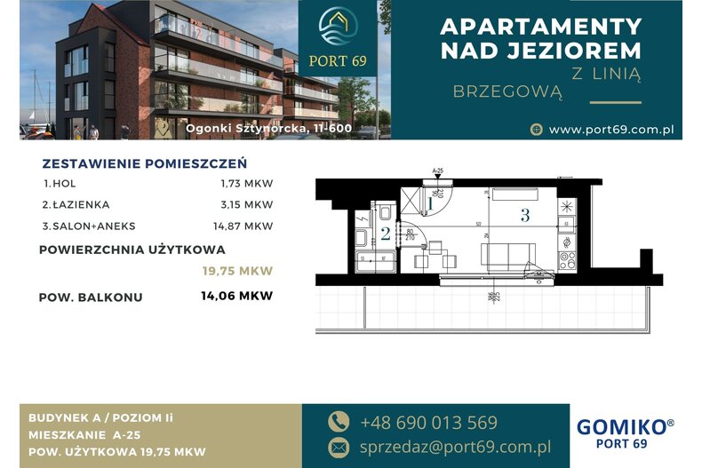 Apartament wakacyjny 19,74 m², piętro 2, oferta nr A-25