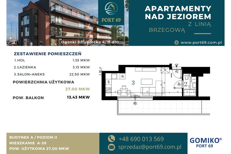 Apartament wakacyjny 27,00 m², piętro 2, oferta nr A-26