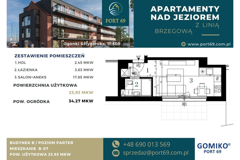 Apartament wakacyjny 23,93 m², parter, oferta nr B-07