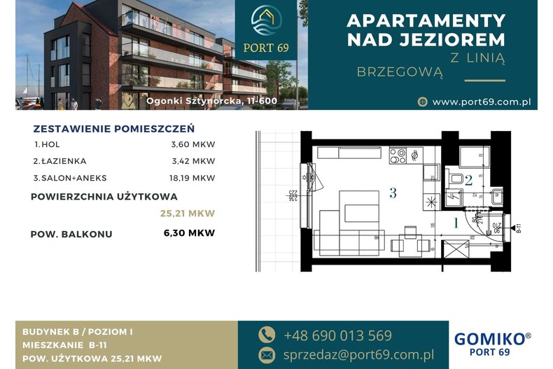 Apartament wakacyjny 25,21 m², piętro 1, oferta nr B-11