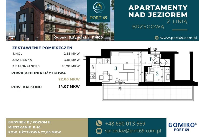Apartament wakacyjny 22,86 m², piętro 2, oferta nr B-16