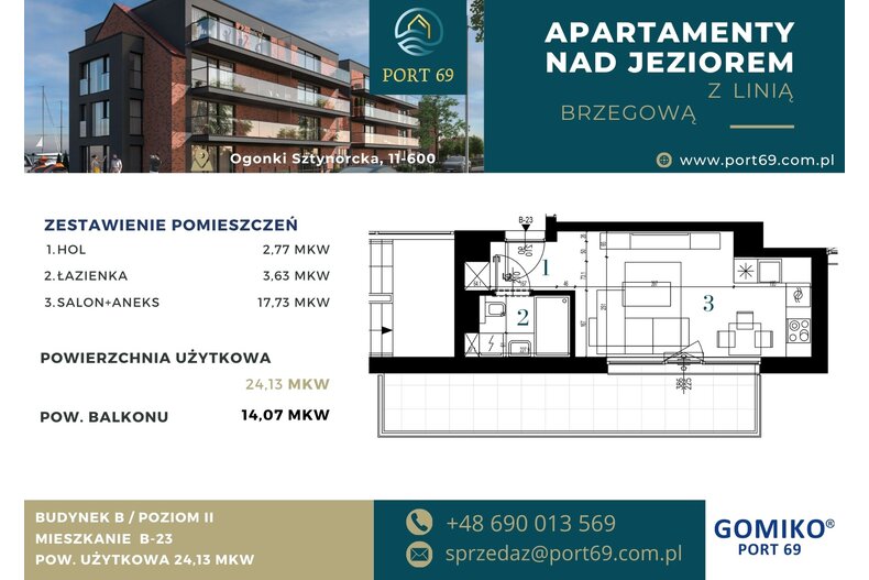 Apartament wakacyjny 24,13 m², piętro 2, oferta nr B-23