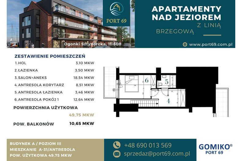 Apartament wakacyjny 49,75 m², piętro 2, oferta nr A-31