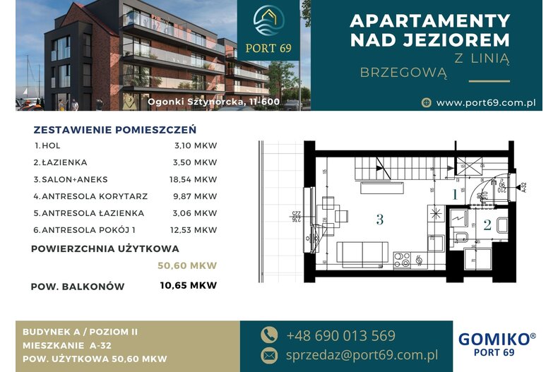 Apartament wakacyjny 50,60 m², piętro 2, oferta nr A-32