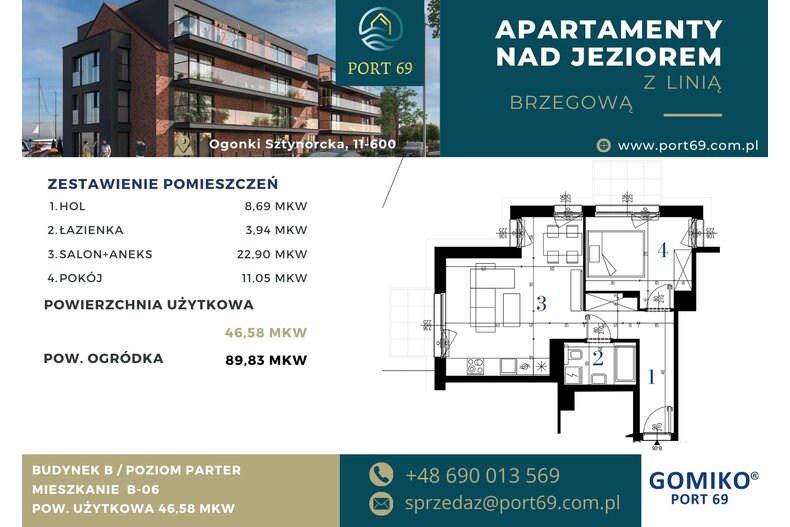 Apartament wakacyjny 46,58 m², parter, oferta nr B-06