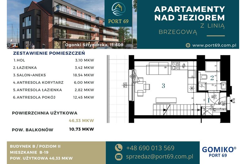Apartament wakacyjny 46,33 m², piętro 2, oferta nr B-19