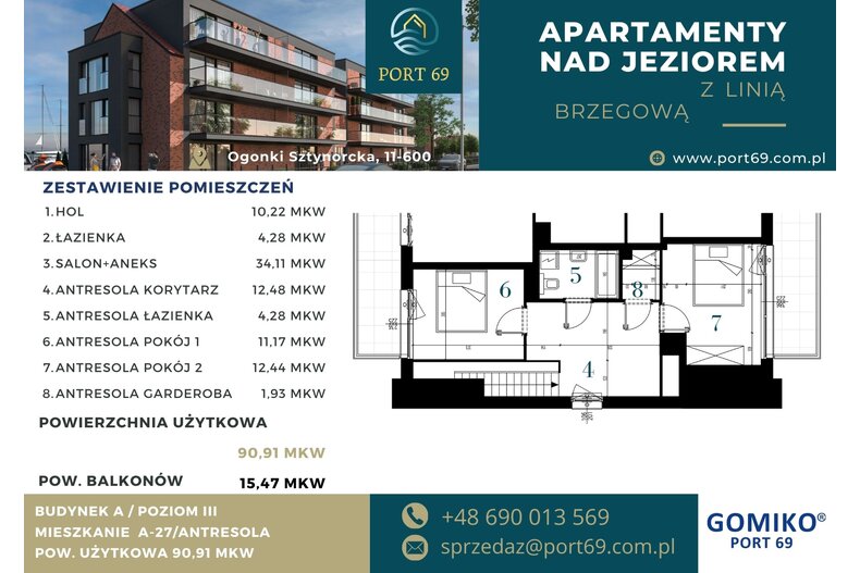 Apartament wakacyjny 90,91 m², piętro 2, oferta nr A-27