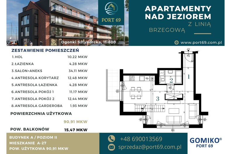 Apartament wakacyjny 90,91 m², piętro 2, oferta nr A-27