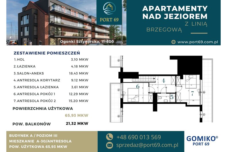 Apartament wakacyjny 65,93 m², piętro 2, oferta nr A-30