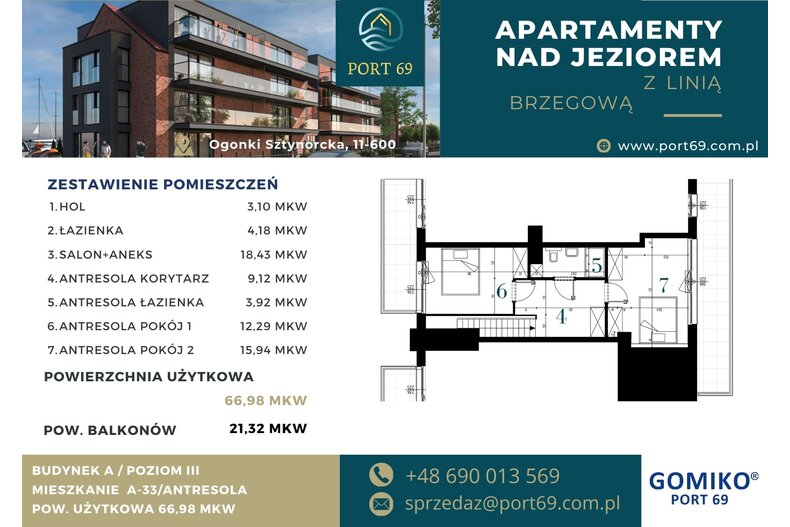 Apartament wakacyjny 66,98 m², piętro 2, oferta nr A-33