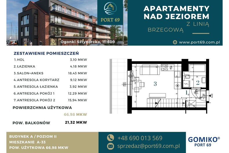 Apartament wakacyjny 66,98 m², piętro 2, oferta nr A-33
