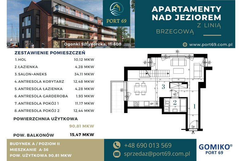 Apartament wakacyjny 90,81 m², piętro 2, oferta nr A-36