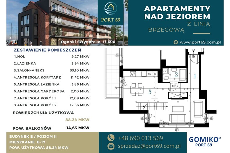 Apartament wakacyjny 88,24 m², piętro 2, oferta nr B-17