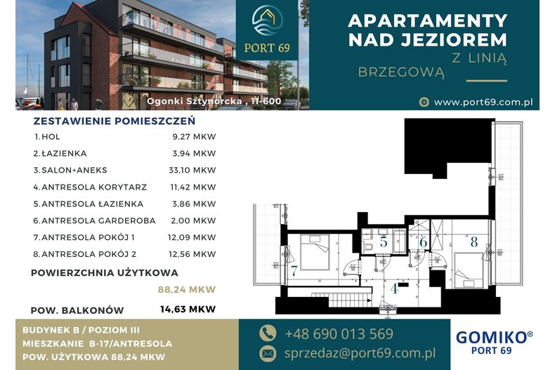 Apartament wakacyjny 88,24 m², piętro 2, oferta nr B-17