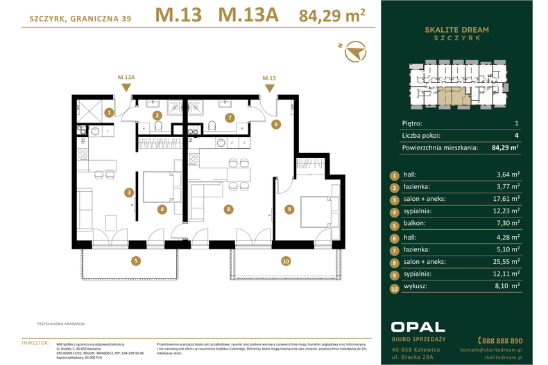 Apartament wakacyjny 84,29 m², piętro 1, oferta nr 13/13a