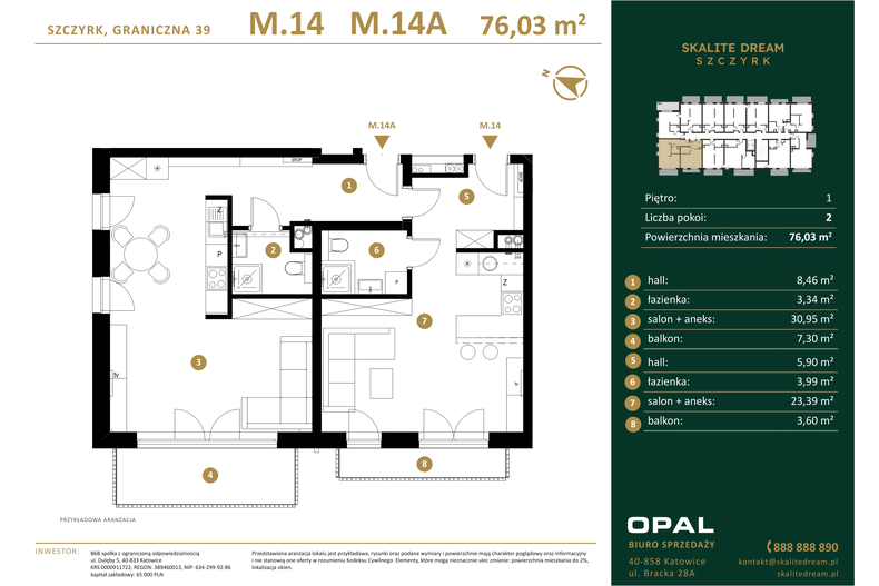 Apartament wakacyjny 76,03 m², piętro 1, oferta nr 14/14a