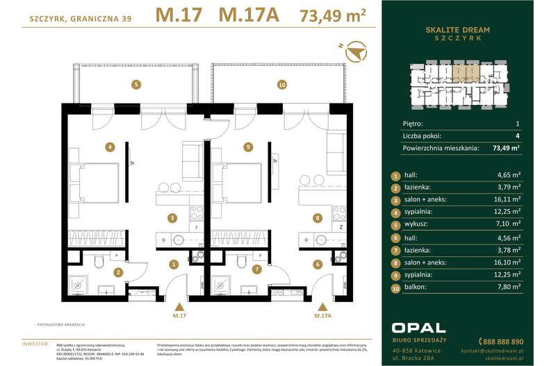 Apartament wakacyjny 73,49 m², piętro 1, oferta nr 17/17a