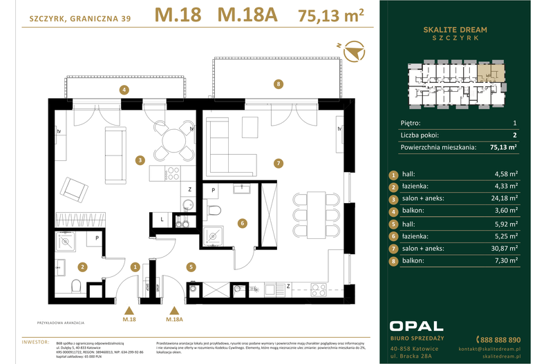 Apartament wakacyjny 75,13 m², piętro 1, oferta nr 18/18a