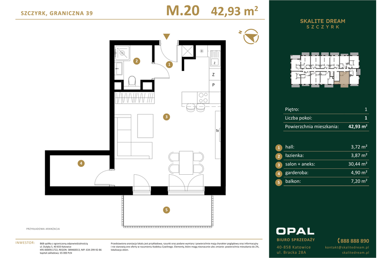 Apartament wakacyjny 42,93 m², piętro 1, oferta nr 20