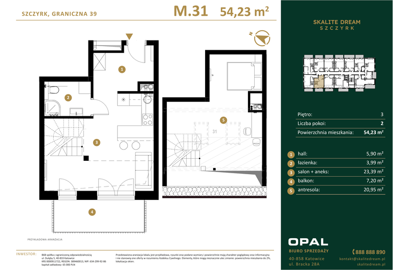 Apartament wakacyjny 54,23 m², piętro 3, oferta nr 31