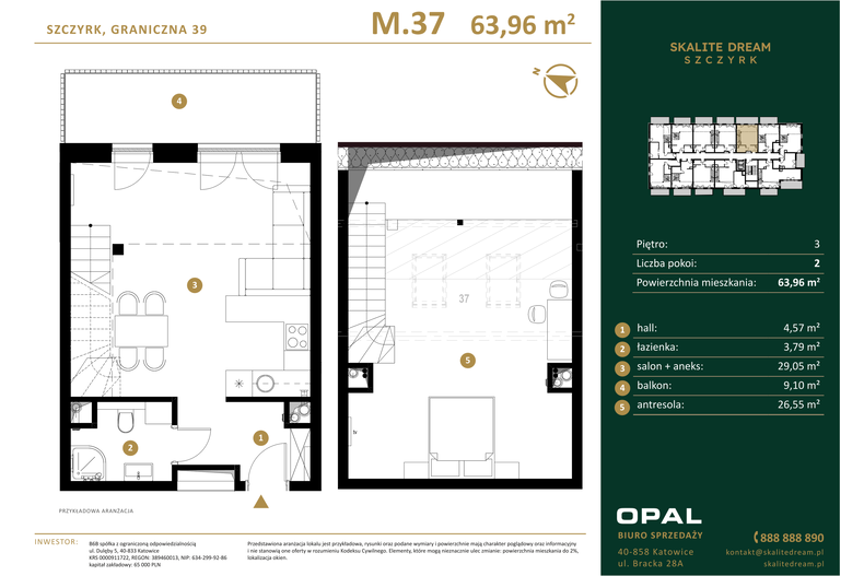 Apartament wakacyjny 63,96 m², piętro 3, oferta nr 37