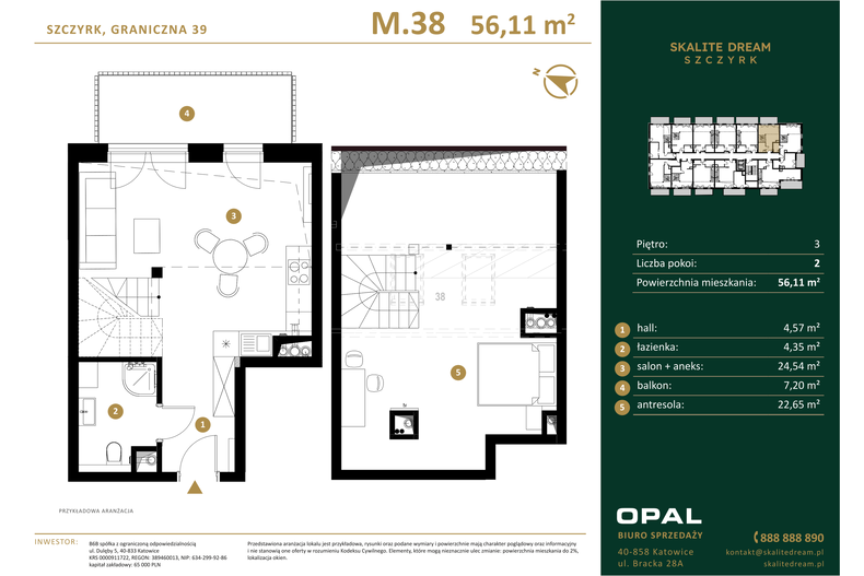 Apartament wakacyjny 56,11 m², piętro 3, oferta nr 38