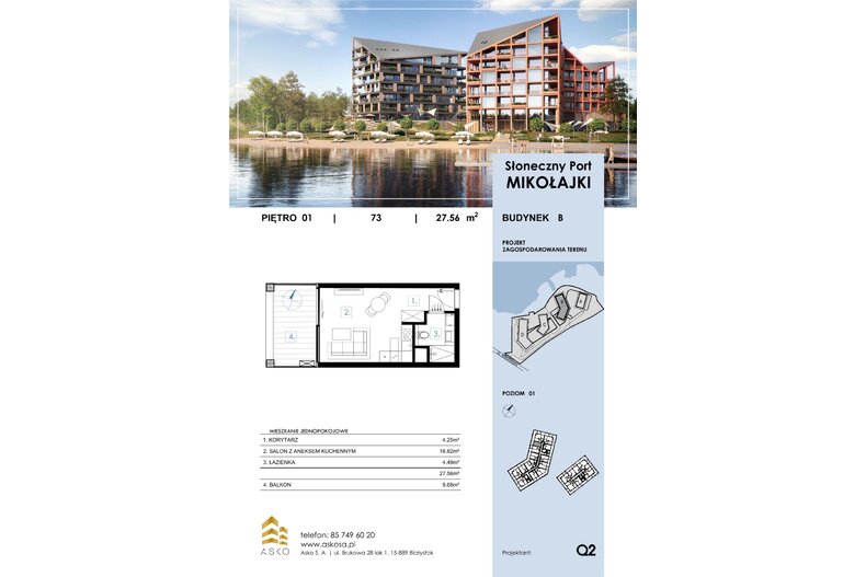 Apartament wakacyjny 27,56 m², piętro 1, oferta nr 73.M