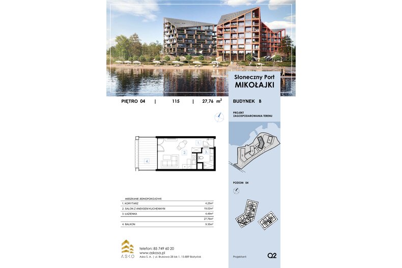 Apartament wakacyjny 27,76 m², piętro 4, oferta nr 115.M