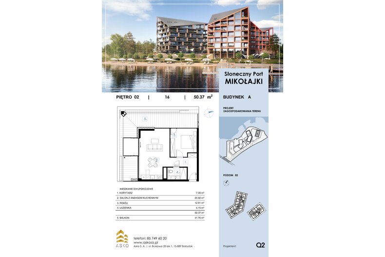 Apartament wakacyjny 50,37 m², piętro 2, oferta nr 16.M