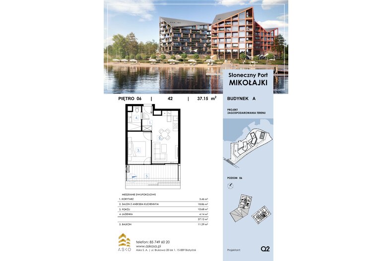 Apartament wakacyjny 37,14 m², piętro 6, oferta nr 42.M