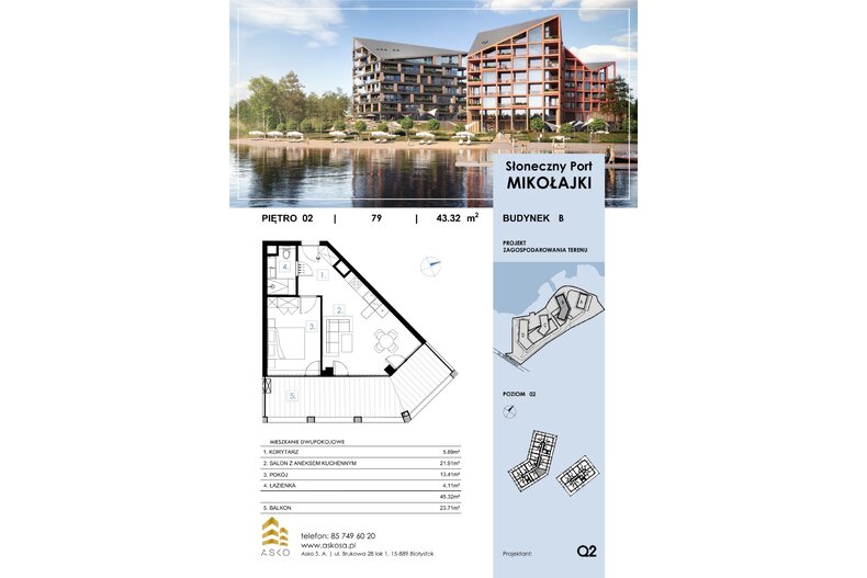 Apartament wakacyjny 45,32 m², piętro 2, oferta nr 79.M