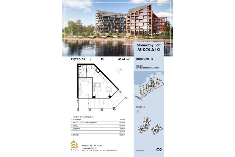 Apartament wakacyjny 45,44 m², piętro 3, oferta nr 93.M