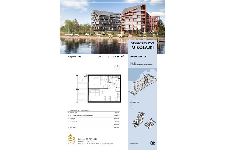 Apartament wakacyjny 41,36 m², piętro 3, oferta nr 100.M