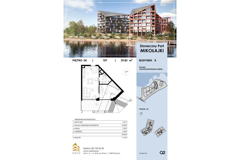 Apartament wakacyjny 39,83 m², piętro 4, oferta nr 107.M