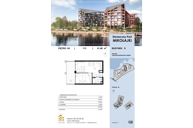 Apartament wakacyjny 41,48 m², piętro 4, oferta nr 113.M